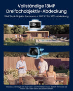 Dreifachobjektiv PoE Sicherheitskamera Außen, 10MP 180° Panorama & 4K PT Auto-Track., KI-Videosuche, Perimeter-Schutz, Farb-/IR-Nacht., 24/7-Aufz., OMVI 3i