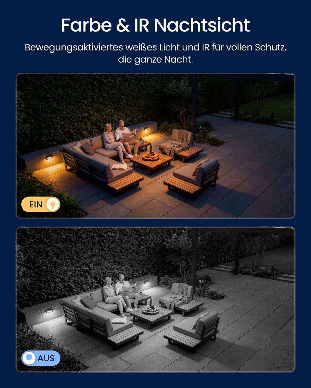 Dreifachobjektiv PoE Sicherheitskamera Außen, 10MP 180° Panorama & 4K PT Auto-Track., KI-Videosuche, Perimeter-Schutz, Farb-/IR-Nacht., 24/7-Aufz., OMVI 3i