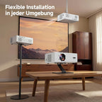 4K Smart Beamer mit WLAN, Bluetooth, Autofokus, 6D Keystone, HDR10+, kompatibel mit Dolby Audio, ideal für Heimkino & Garten, Streaming ohne TV-Stick