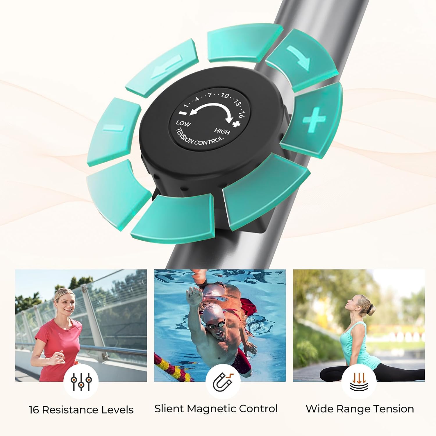 Crosstrainer Ellipsentrainer für Zuhause, 16 Widerstandsstufen, leiser magnetischer Antrieb, 6 kg Schwungrad, LCD-Monitor & Pulsmessung