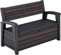 Signature Gartenbank 130x60x85 cm, wetterfeste Aufbewahrungsbank mit 227L Stauraum, 2-Sitzer, Holzdesign Rosewood