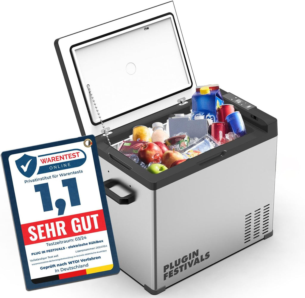 Elektrische Kühlbox mit Kompressor - Gefrierbox bis -20°C - Kühlbox für Auto & Camping - Powerstation - 12V/230V - 50 Liter