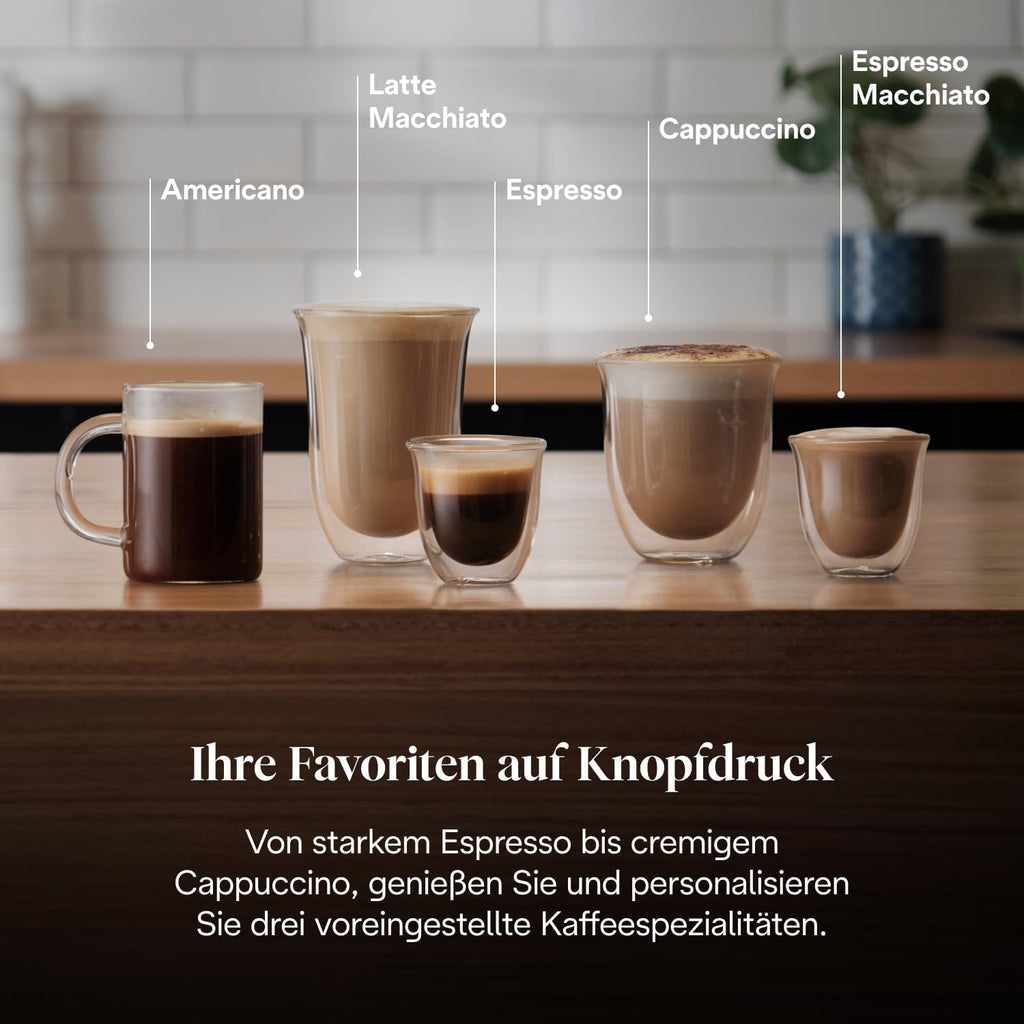 La Specialista Arte EC9155.MB, Mahlwerk, 8 Stufen, 15 Bar, 3 Temp., Milchschaumdüse, 1550W, 1,7L, Edelstahl/schwarz, inkl. Kit