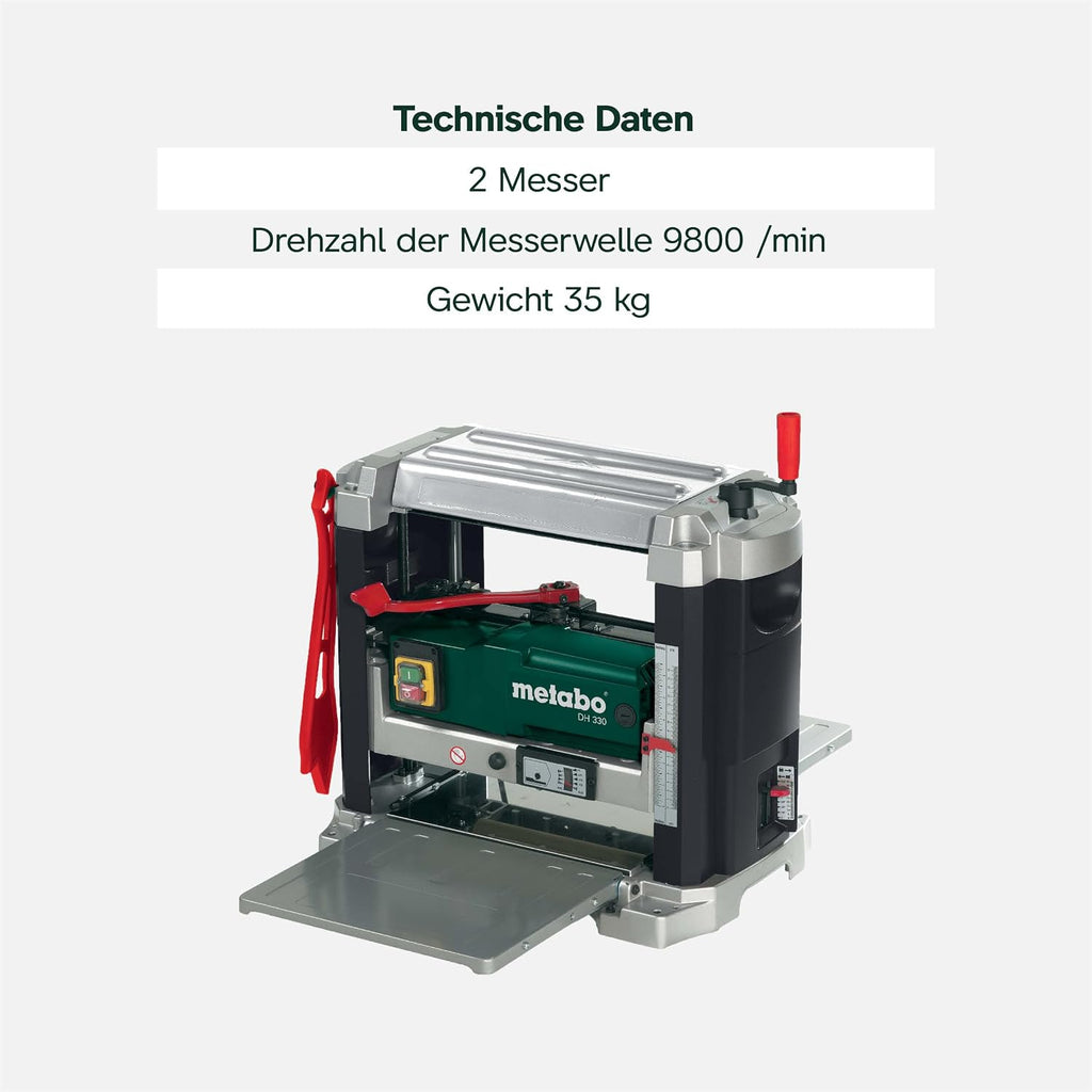 Dickenhobel DH 330 – 0200033000 – Hobelmaschine mit starkem Motor und stabilem Getriebe – Nennaufnahmeleistung: 1800 W