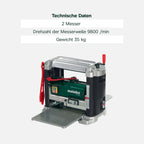 Dickenhobel DH 330 – 0200033000 – Hobelmaschine mit starkem Motor und stabilem Getriebe – Nennaufnahmeleistung: 1800 W