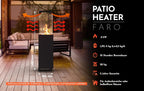 Faro Terrassenheizer Gas, 8kW, tragbarer freistehender Propan Heizpilz, schwarz, inkl. Abdeckung, 36x36x150 cm für Garten und Terrasse