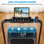 Laufband für Zuhause, Walking Pad, 1-12 km/h, klappbar, 9% Steigung, leise, LCD, Fernbedienung + App + Handlauf-Tasten, 150 kg