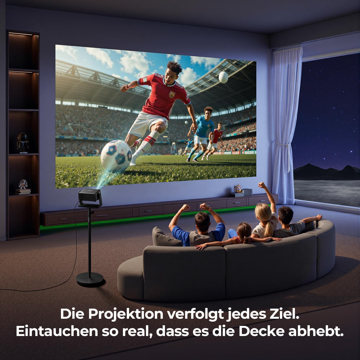 Mini Beamer 4K Native 1080P, 28000 Lumen, WLAN 6, Bluetooth, Elektrischer Fokus, 4D Keystone, Kompatibel mit Netflix, Heimkino & Outdoor