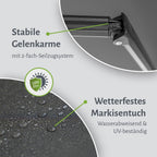 Manuelle Gelenkarmmarkise Sonnenschutz Alu/Polyester komplett vormontiert, Anthrazit, 300x250