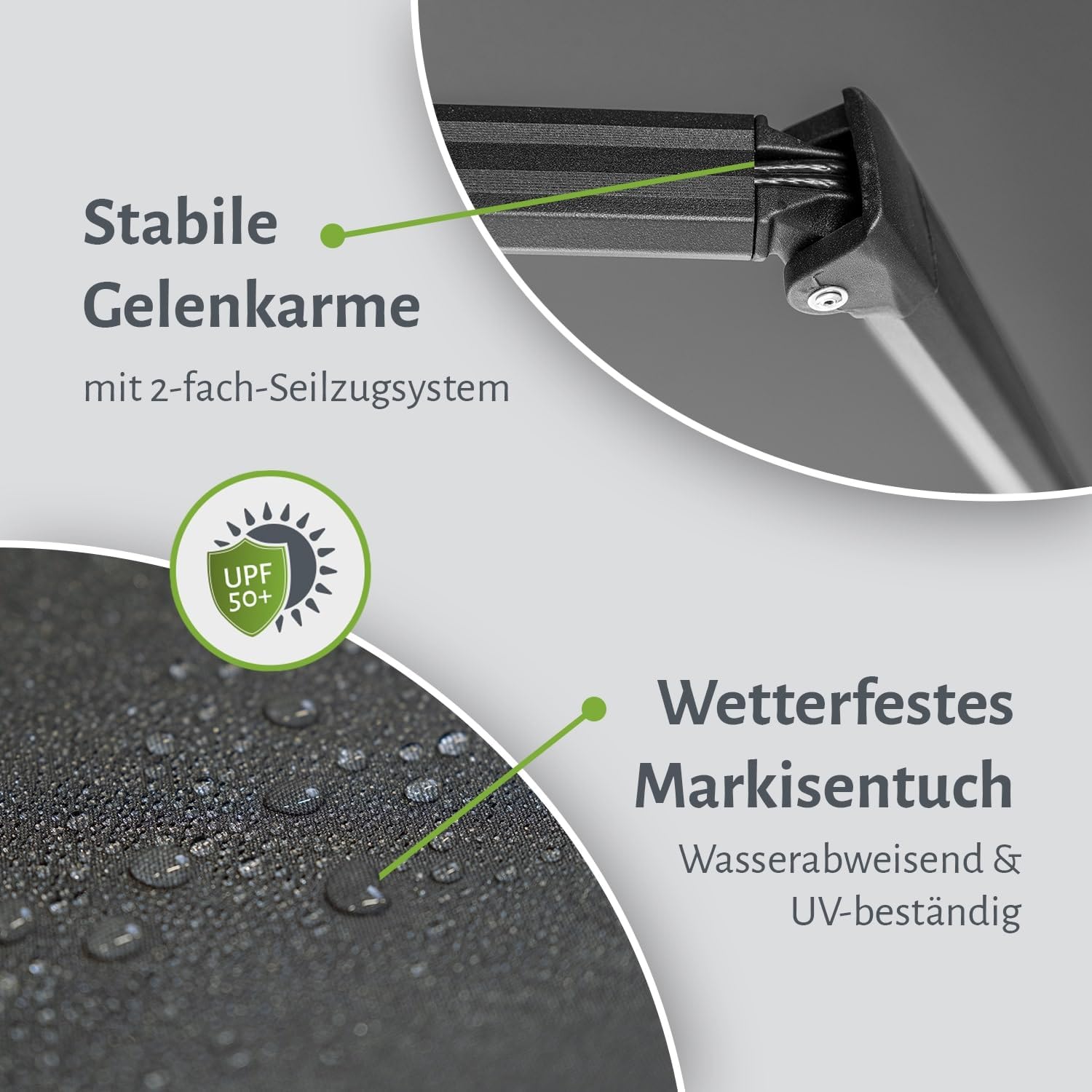 Manuelle Gelenkarmmarkise Sonnenschutz Alu/Polyester komplett vormontiert, Anthrazit, 300x250