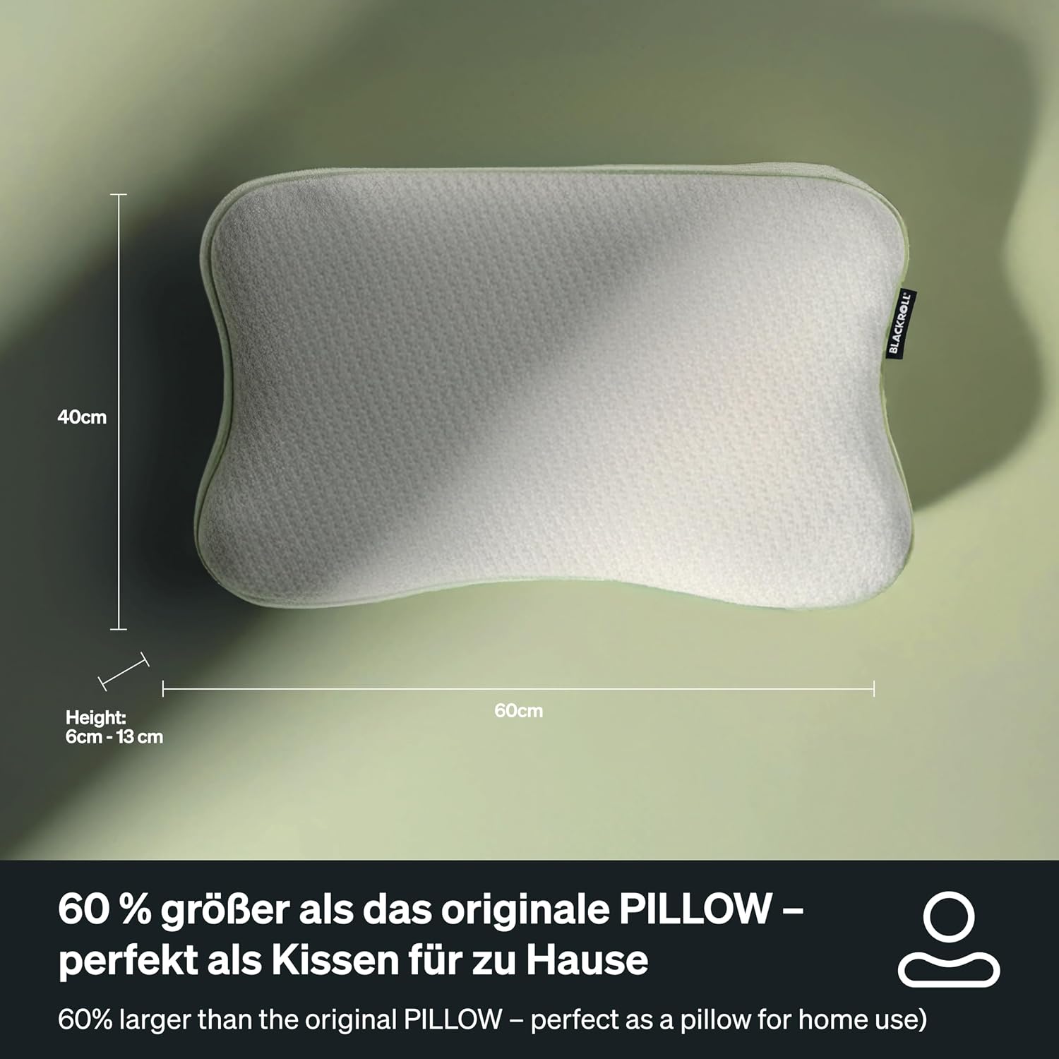 Recovery Pillow Plus (60x40 cm) – höhenverstellb. Nackenkissen, Memory Foam (6–13 cm), für Seiten-/Rücken-/Bauchschläfer, Made in Germany