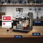 La Specialista Arte EC9155.MB, Mahlwerk, 8 Stufen, 15 Bar, 3 Temp., Milchschaumdüse, 1550W, 1,7L, Edelstahl/schwarz, inkl. Kit