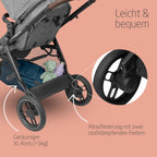 Zelia S Trio Kinderwagen 3in1 Komplettset, 0-4 Jahre, 22 kg, klappbar, kompakt, mit CabrioFix S i-Size + Wickeltasche, grau