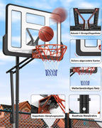 Outdoor Basketballkorb, 145-305cm EIN-Knopf-Schnellverstellung, 110x75cm Rückwand, mit Gewichtssack, für Kinder, Jugendliche & Erwachsene
