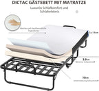Klappbett 90x200cm für Erwachsene, 13cm Memoryschaum-Matratze, Metallrahmen + Rollen, Reisebett, klappbar, stabil bis 200 kg