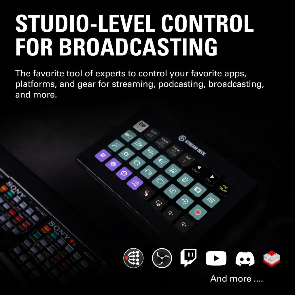 Stream Deck XL – Erweiterter Studio-Controller mit 32 Makrotasten, steuert Aktionen in Apps, für Mac & PC