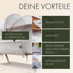 Beistellbett Babybett 3 in 1 rollbares Baby Bett mit Rollen, Wiegefunktion, höhenverstellbar, für Boxspringbett, inkl Reisetasche - Sicheres Reisebett