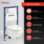 Duofix Basic Vorwandelement + Wand WC Dalia Weiß spülrandlos Tornado Spülsystem + WC-Sitz Absenkautomatik + Bedienplatte Delta 25 weiß - Komplettset