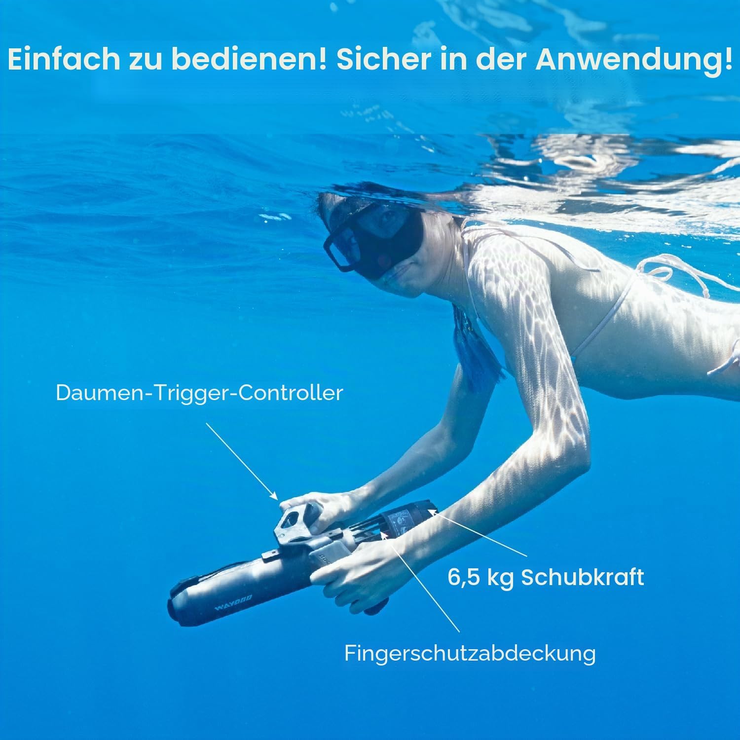 Subnado Unterwasser-Scooter, Daumensteuerung, für SUP/Pool/Tauchen/Schnorcheln, kompakt + tragbar, für Erwachsene/Kinder, grau/rot
