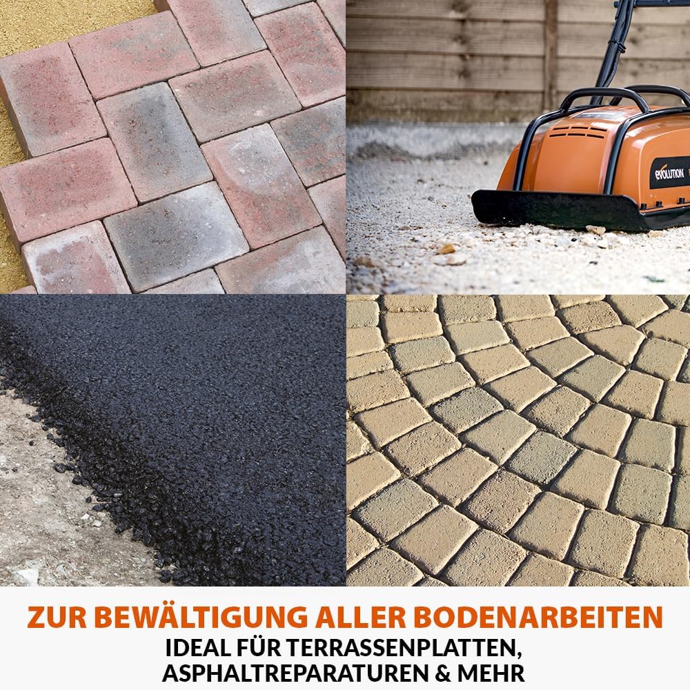 H320-E Elektro Vibrationsstampfer Rüttler Rüttelplatte - Ideal zum Nivellieren von Gehwegen, Kunstrasen, Terrassen, Blockarbeiten, Sand
