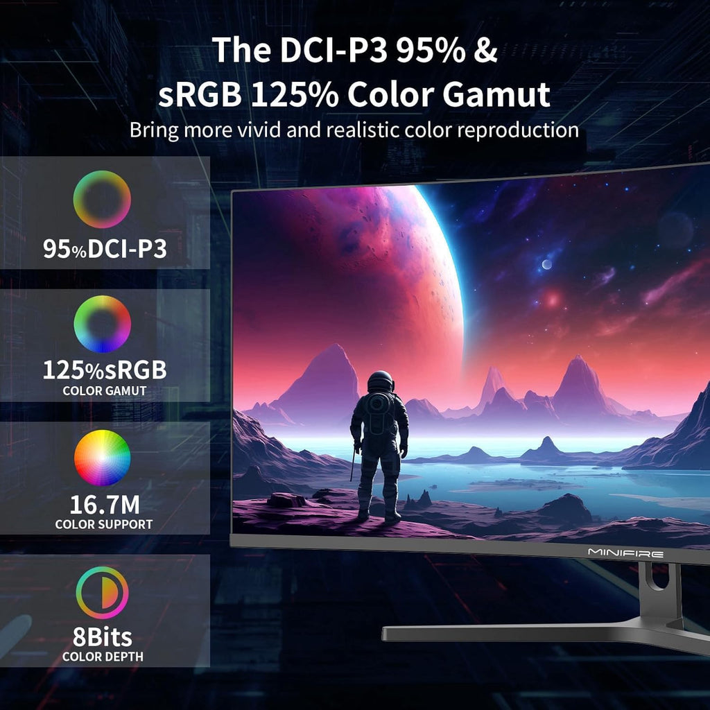34" UWQHD Curved Monitor, 3440x1440, 165Hz, 1500R, 1ms MPRT, FreeSync, HDR, 300nits, sRGB 125%, DCI-P3 95%, VA, HDMI/DP, MFG34C5Q
