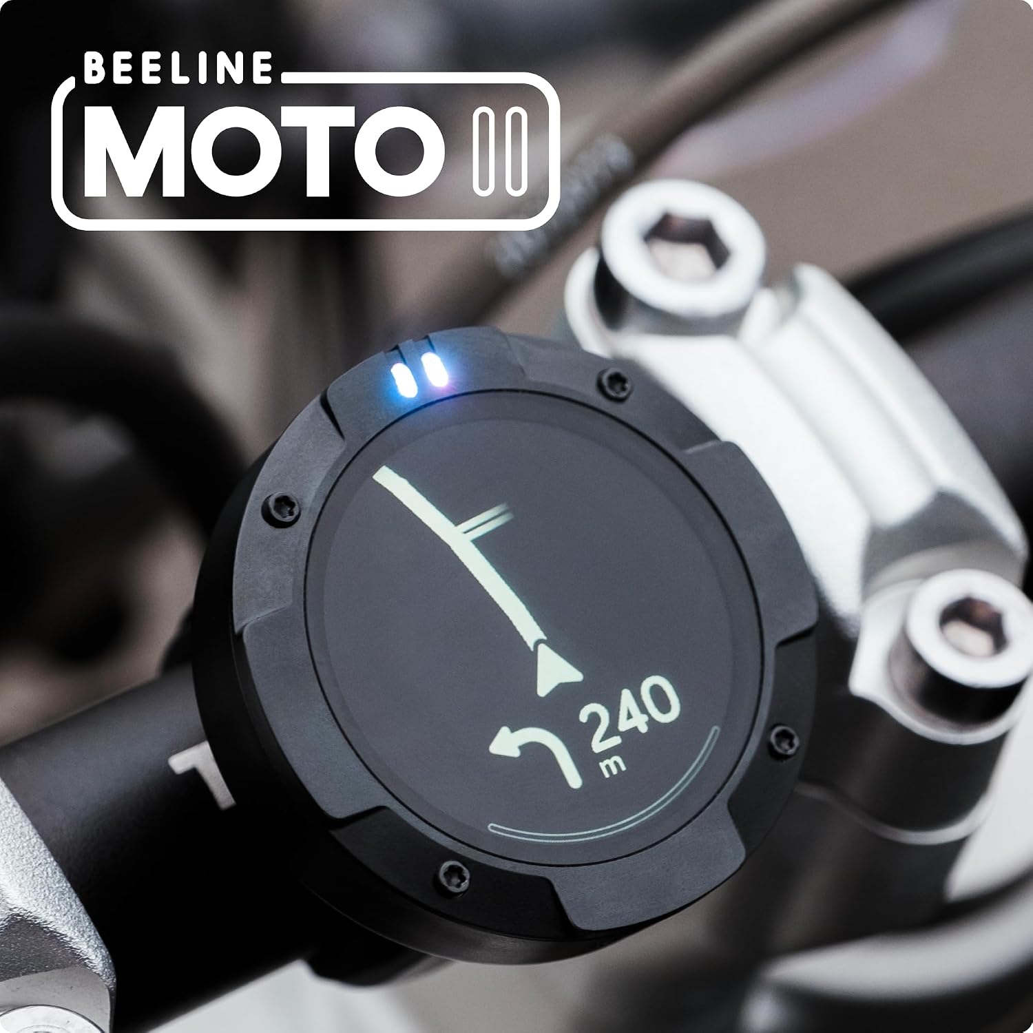 Moto II Navigationsgerät für Motorräder, globale Navigation, Minikarten, 14h Akku, IP67 wasser-/stoßfest, USB-C + Riemenhalterung