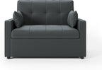Schlafsofa 186x122cm mit 5-stufig verstellbarer Rückenlehne, 3-in-1 Schlafcouch mit Kissen & Seitentasche, graues Leinen für Gästezimmer & kleine Räume