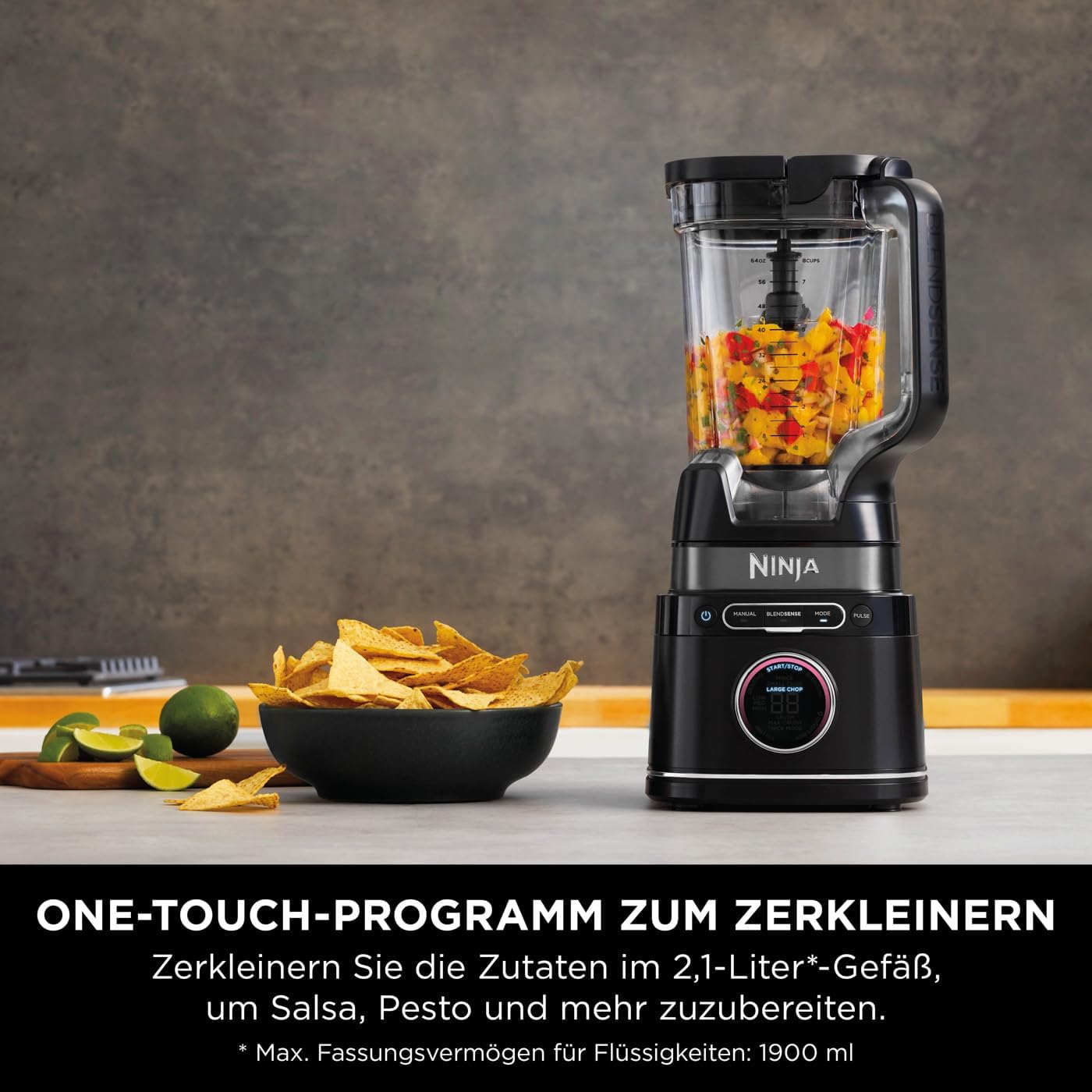 2-in-1 Detect Power Mixer Pro & Single Serve, 1200W Mixer mit Krug & 2 Single Serve Tassen, für Smoothies, Gemüse hacken, Frozen Drinks, Schwarz, TB301EU