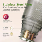 Entsafter, 124 mm Einfüllschacht, 350W, Slow Juicer, Doppel-Zerkleinerung, für ganze Früchte/Gemüse, hohe Saftausbeute, BPA-frei, Tritan, grau