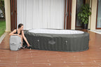 Lay-Z-Spa Mauritius XXL-Whirlpool für 7 Personen, 270x180x71 cm, 180 AirJet-Düsen, Heizung bis 40°C, App-Steuerung, Holz-Optik Basaltgrau, 1.370 L