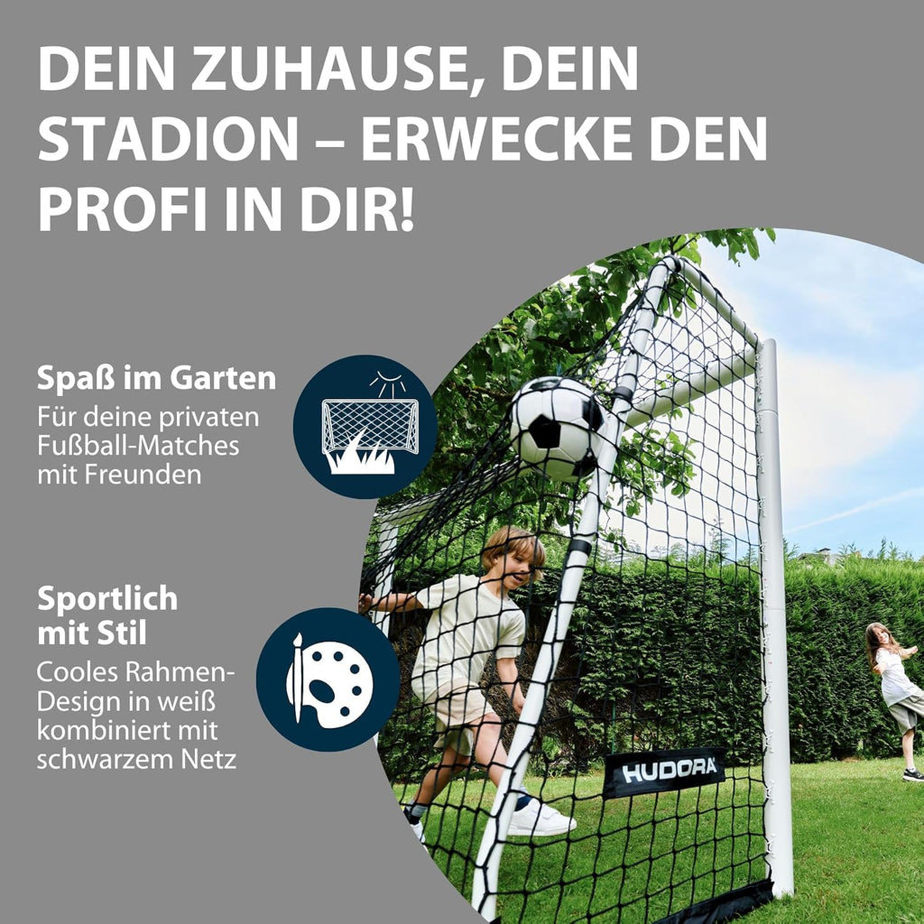 Fußballtor Advanced 120/180/240/300 - wetterfest, standfest, engmaschiges Netz - für Kinder, Jugendliche & Erwachsene - Garten-Fußball-Trainingstor