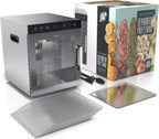 Dörrautomat Edelstahl mit 10 Edelstahl-Einlegetabletts, 800 W, 35-85°C, 8400 cm², Dehydrator für Obst, Fleisch, Pilze uvm.