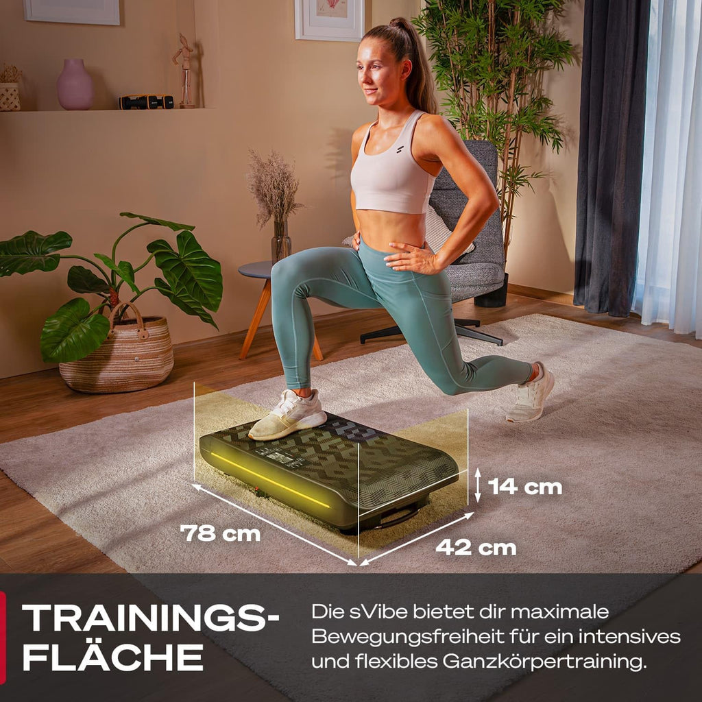 4D Vibrationsplatte, VP400 + sVibe, Smart LED, Bänder + Ropes, Abnehmen, Ganzkörper, Muskelaufbau, 120 kg, Fitness