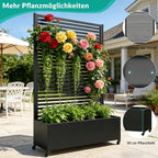 Metall Pflanzkasten mit Spalier, Hochbeet auf Rädern, freistehender Sichtschutz für Blumen und Gemüse, Garten, Terrasse, Balkon