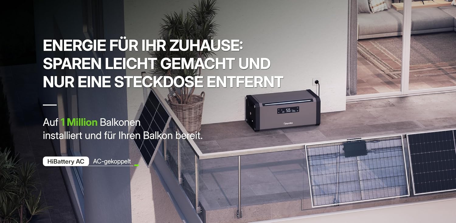 HiBattery AC 1,92 kWh Solarbatterie, Plug-and-Play Speicher für Balkonkraftwerk & Photovoltaik, erweiterbar bis 11,52 kWh