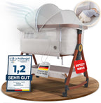 Beistellbett Babybett 3 in 1 rollbares Baby Bett mit Rollen, Wiegefunktion, höhenverstellbar, für Boxspringbett, inkl Reisetasche - Sicheres Reisebett