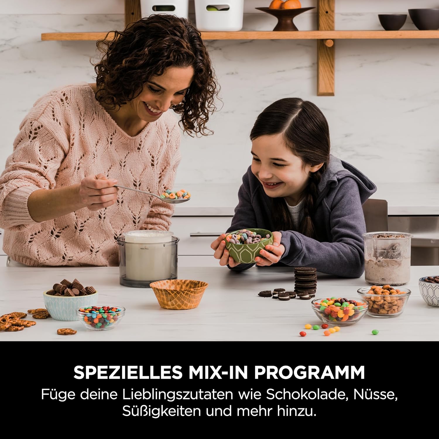 CREAMi Eis- & Dessertmaschine mit 2 Behältern, 7 Programmen: Eis, Gelato, Sorbet, Smoothie-Bowls, Milchshakes u.v.m., 1,4L, Schwarz/Silber, NC302EU