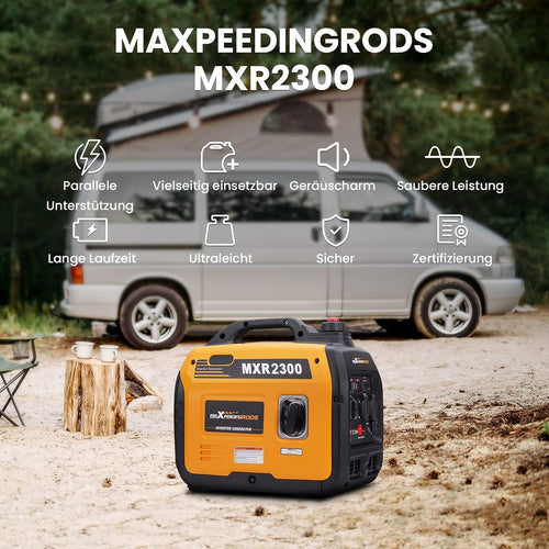2300W Inverter Stromerzeuger Superleise Tragbarer für Outdoor Camping Wohnmobil 4 Takt Leicht Notstromaggregat Benzin, USB & 230V Steckdosen