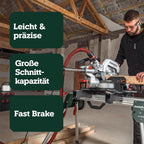 Kapp- und Gehrungssäge KGS 254 M – Precision Cut Line, 254 mm Sägeblatt, Zugfunktion, 2 m Kabellänge