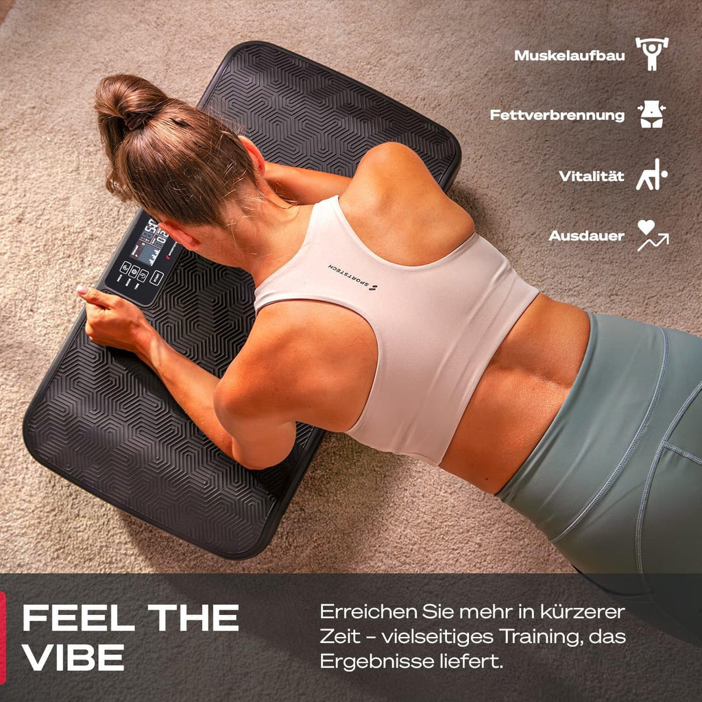 4D Vibrationsplatte, VP400 + sVibe, Smart LED, Bänder + Ropes, Abnehmen, Ganzkörper, Muskelaufbau, 120 kg, Fitness