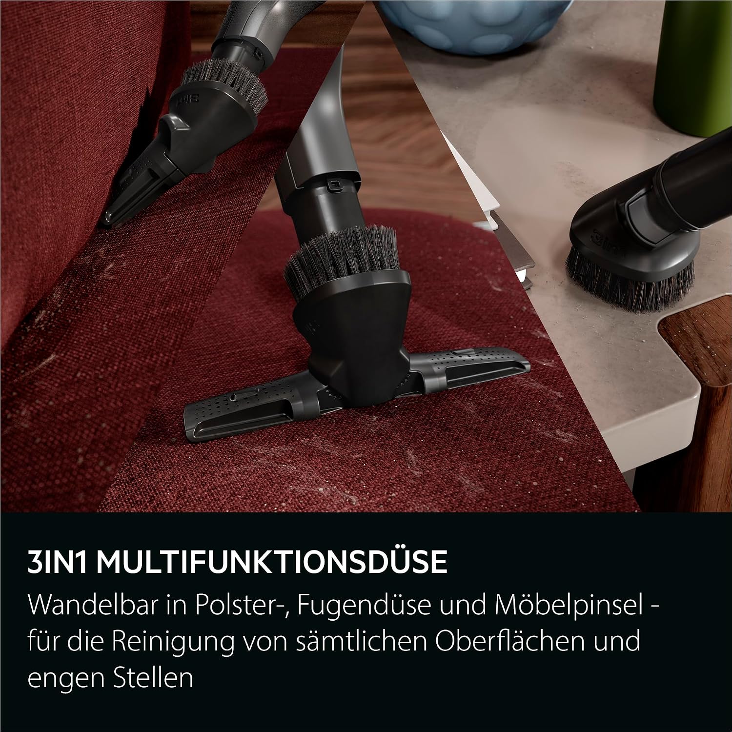 Staubsauger m. Beutel, 69 dB, HEPA, 5 L Beutel, Turbo-Düse für Tierhaare, 12 m, alle Böden, Zusatzdüsen, grau, VX9-5-EBR