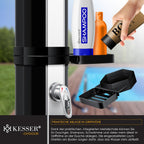 Solardusche 60L für Garten & Pool - Warmwasser ohne Strom, Regenduschkopf & Wasserhahn mit Gartenschlauch-Anschluss, inkl. Ablage und Schutzhaube