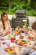 Outdoor-Tisch für Außenküchen, erweiterbar + kombinierbar, 4 Räder Ø75mm, 430 Edelstahl, Gasflaschenhalter, 100kg, für Grillfans