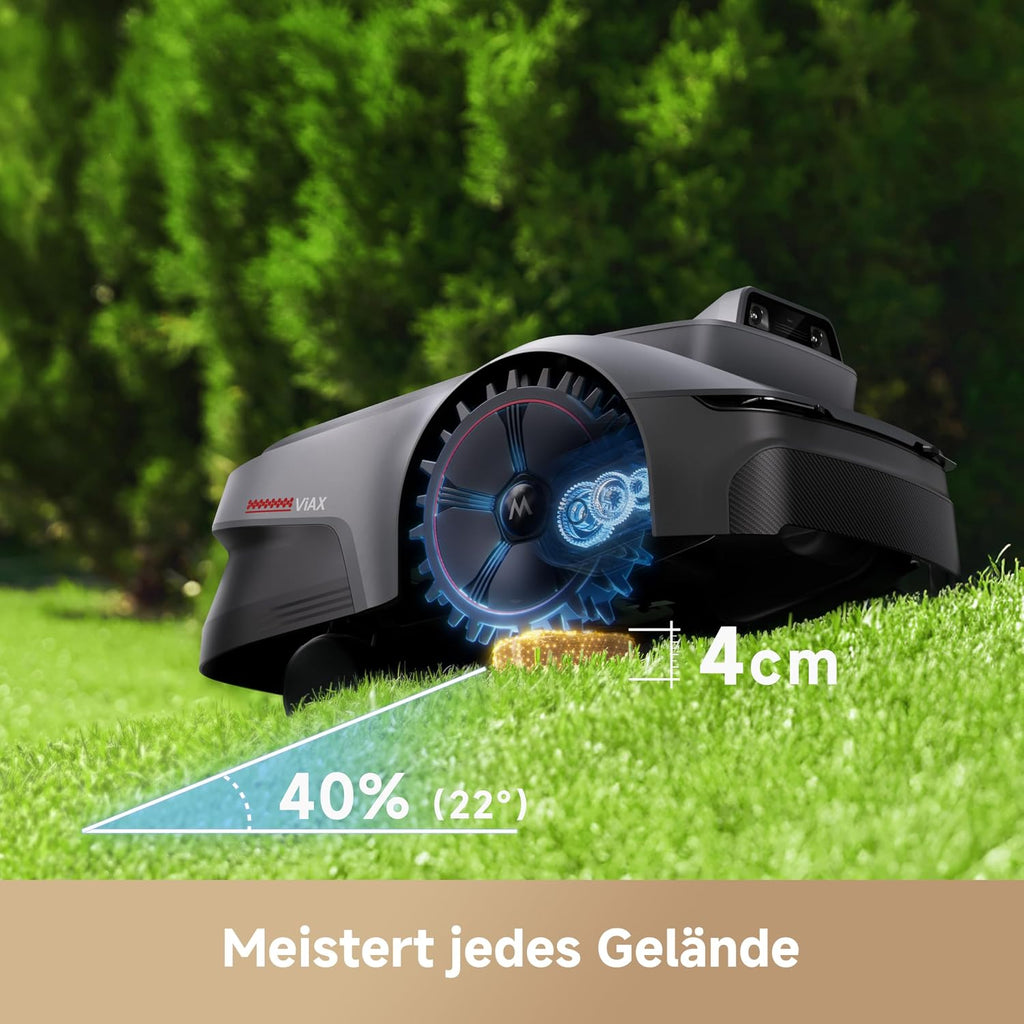 ViAX 250 Mähroboter, kabellos, 250m², KI-Kartierung, U-Bahnen, Dual-Vision, Kantenschnitt, für komplexe Gärten, App