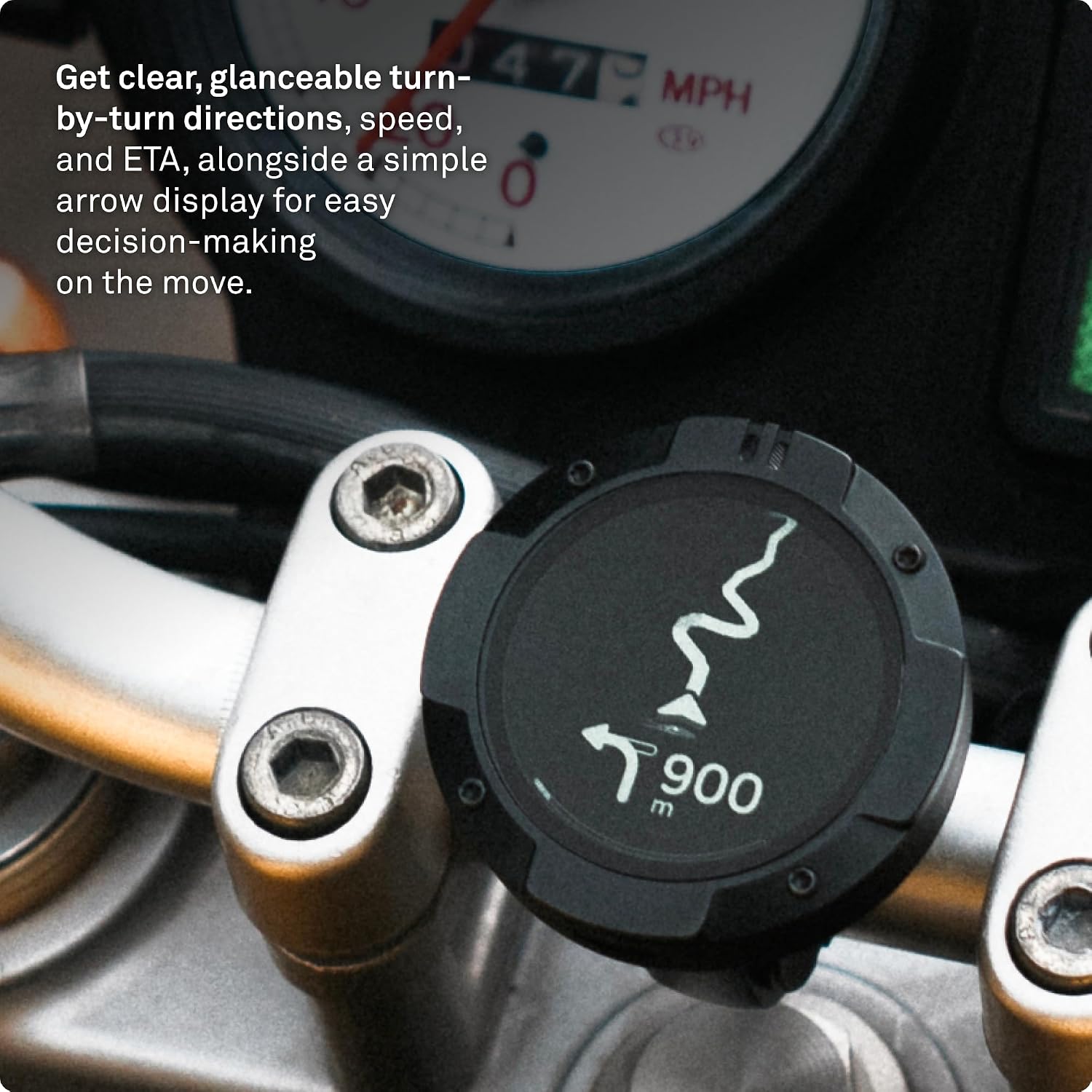 Moto II Navigationsgerät für Motorräder, globale Navigation, Minikarten, 14h Akku, IP67 wasser-/stoßfest, USB-C + Riemenhalterung