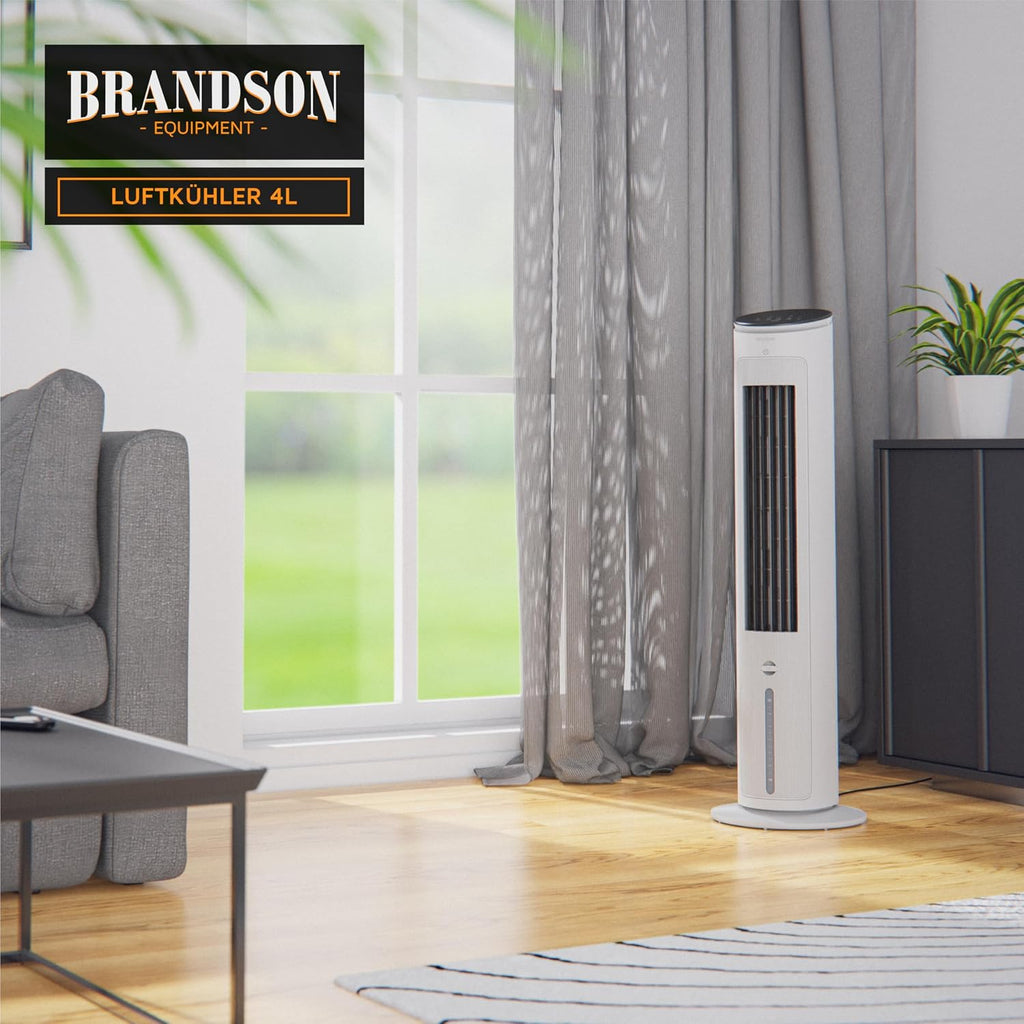 Turmventilator mit Wasserkühlung, 5-in-1: Verdunstungskühler, Luftkühler, mobile Klimaanlage ohne Abluftschlauch, Preisträger 2026, leise, weiß