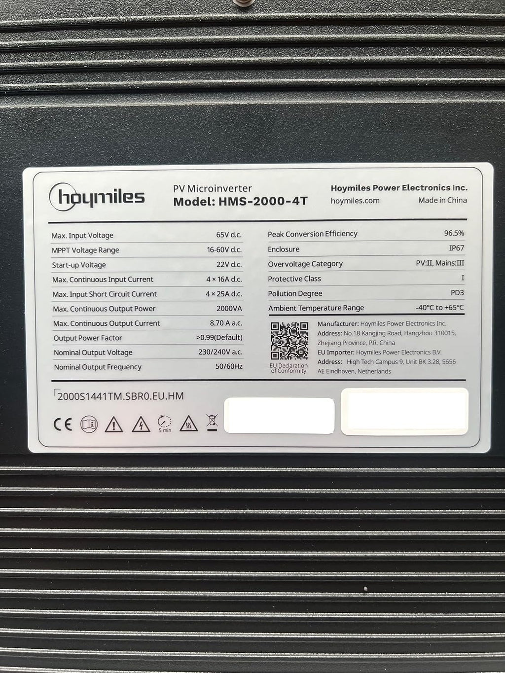 HMS-2000-4T Mikrowechselrichter für Vier Solar Module 2000 Watt mit optionalem WiFi für Balkonkraftwerk