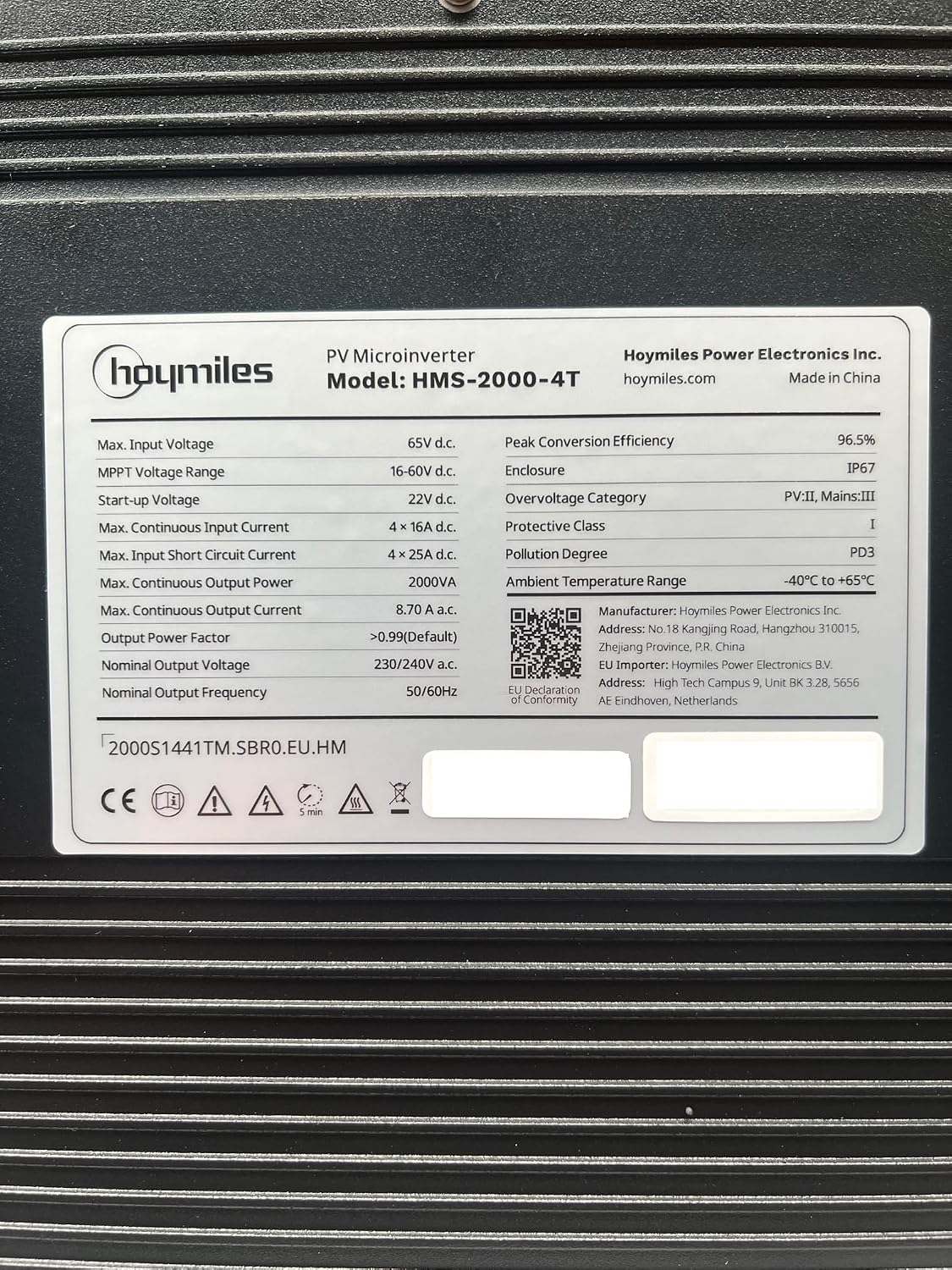 HMS-2000-4T Mikrowechselrichter für Vier Solar Module 2000 Watt mit optionalem WiFi für Balkonkraftwerk