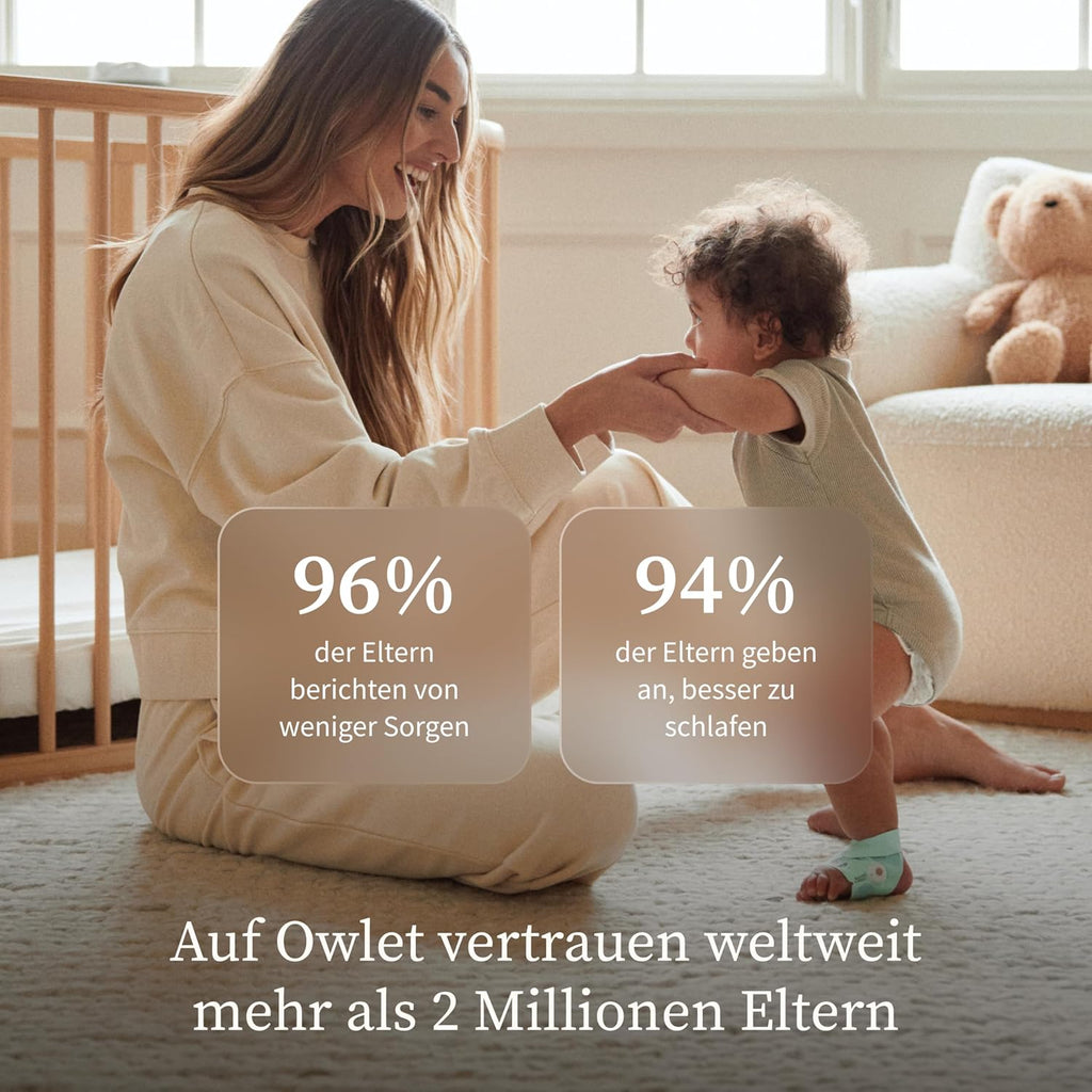 Dream Sock – Smarte Babyüberwachung mit App | Sensorbasiertes Babyphone-System mit Schlaftracking & Benachrichtigungen | 0–18 Monate | Mint