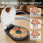 Nassfutterautomat für Katzen - 3 Tage Frische, 5 Mahlzeiten, Halbleiter-Kühlung & Heizung, Edelstahl 304 Schale, programmierbar